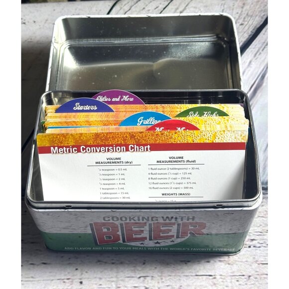 Cooking With Beer Recipe Card Tin Box With Metric Conversion Chart - Picture 6 of 6